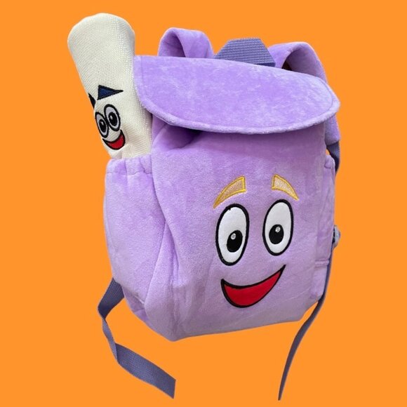 NEW Dora The Explorer Plush Mr. Face Small Purple Plush Backpack Bag with Map - Picture 1 of 8
